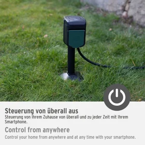 Brennenstuhl Gartensteckdose Connect WIFI, Mit Erdspieß & Montageplatte, 2-fach, 10 M Kabel 20