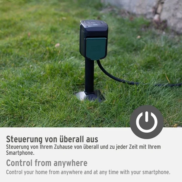 Brennenstuhl Gartensteckdose Connect WIFI, Mit Erdspieß & Montageplatte, 2-fach, 10 M Kabel 7