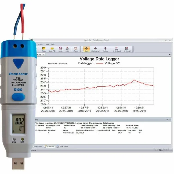 PeakTech Datenlogger P 5186, Spannung, Display 4