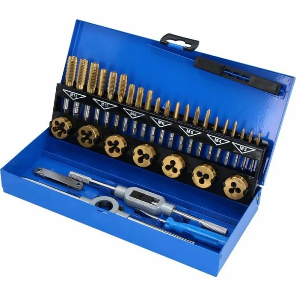 BRILLIANT TOOLS Brilliant-Tools Gewindeschneider BT101950 TiN, Set, 32-teilig, Für Innen- & Außengewinde, M3 – M12 1