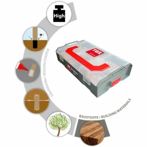 Tox Holzdübel 094900701, L-Boxx Mini Wood, Set, 3 Größen, Riffeldübel + Zubehör, 207-teilig 10