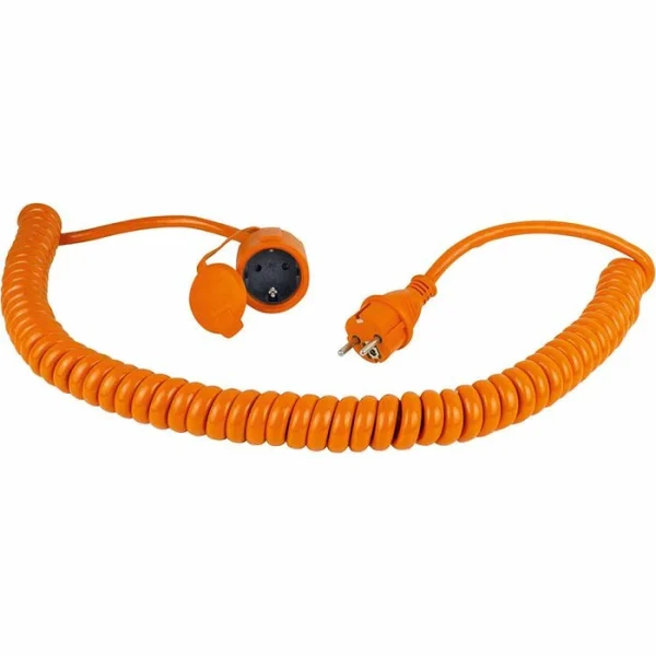 AS SCHWABE As-Schwabe Strom-Verlängerungskabel Orange 70413, 1 – 5 M, Schutzkontakt, BQ Spiralkabel, Außen IP44 1