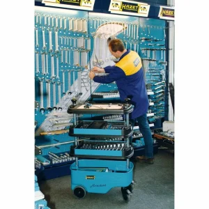 Hazet Werkzeugwagen Assistent 166C, Leer, Blau, 4 Ablagen, Absenkbar 14