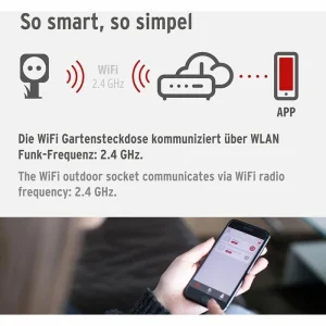 Brennenstuhl Gartensteckdose Connect WIFI, Mit Erdspieß & Montageplatte, 2-fach, 10 M Kabel 24