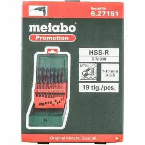 Metabo Bohrer HSS-R-Bohrerkassette, 627151000, 19-teiliges Set, HSS-R DIN 338 Metallbohrer 12