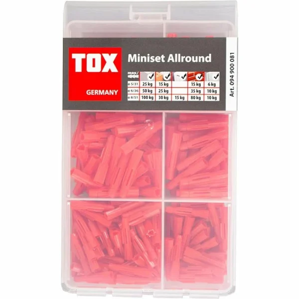 Tox Dübel 094900081, Miniset Allround, Set, 3 Größen, Universaldübel, 240-teilig 5