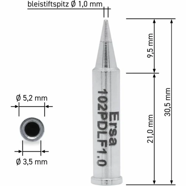 Ersa Lötspitze ERSADUR-LF Dauerlötspitze, Bleistiftform, Gerade, ROHS-Konform, Ø 1,0mm 4