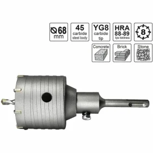 S&R Bohrkrone 214008068, Ø 68mm, Bohrtiefe 50mm, Für Mauerwerk Und Beton 9