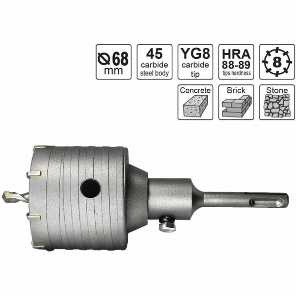 S&R Bohrkrone 214008068, Ø 68mm, Bohrtiefe 50mm, Für Mauerwerk Und Beton 4