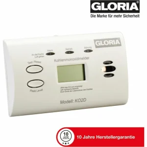 Gloria CO-Melder KO2D, EN 50291, 10 Jahre, Batterie Wechselbar, Display 14