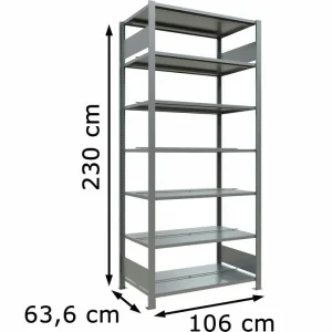 Schulte Schwerlastregal 17749, 100 X 230 X 60cm, 150kg / Boden, Grunddoppelregal, 7 Metallböden 9