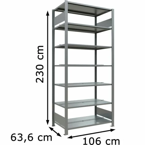 Schulte Schwerlastregal 17749, 100 X 230 X 60cm, 150kg / Boden, Grunddoppelregal, 7 Metallböden 3