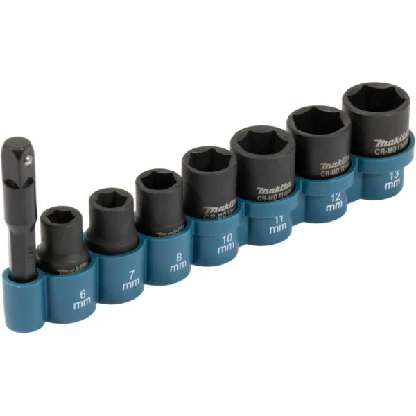 Makita Steckschlüssel E-12289, 8-teilig, 6-13mm Schlüsselweite – 38mm Länge, 1/4 Zoll 1