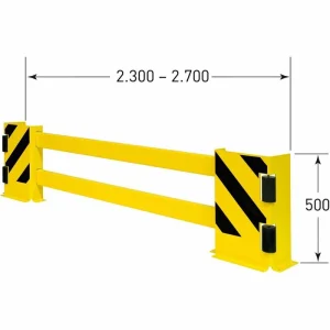 Moravia Anfahrschutz Für Regale, Planke Set B, Stahl, BxH 2300-2700 X 190 X 500mm, Mit Leitrollen 15