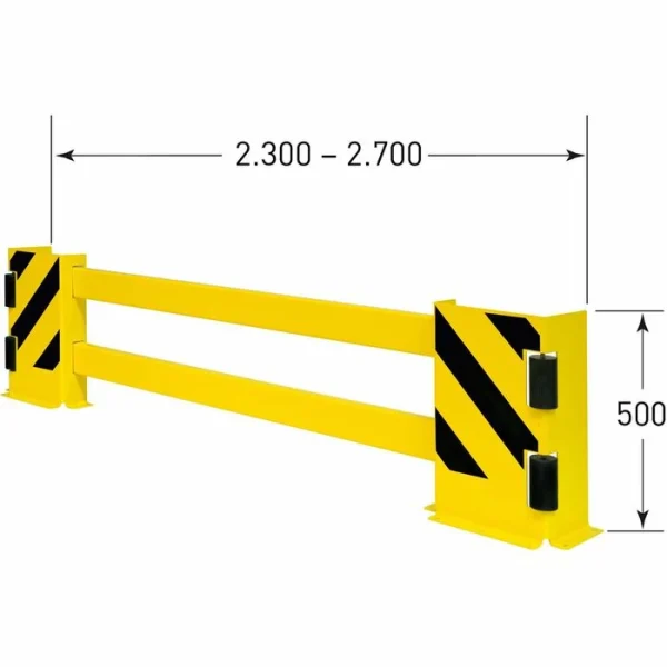 Moravia Anfahrschutz Für Regale, Planke Set B, Stahl, BxH 2300-2700 X 190 X 500mm, Mit Leitrollen 6