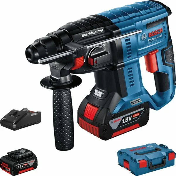 Bosch Bohrhammer GBH 18V-21 Professional, SDS+, 18V / 4,0Ah, 2 Akkus, Tiefenanschlag & Koffer + GRATIS Prämie 1