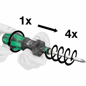 Wera Schraubendreher 826 T Kraftform Turbo, Getriebe-Schraubendreher, Mit Bitaufnahme 10