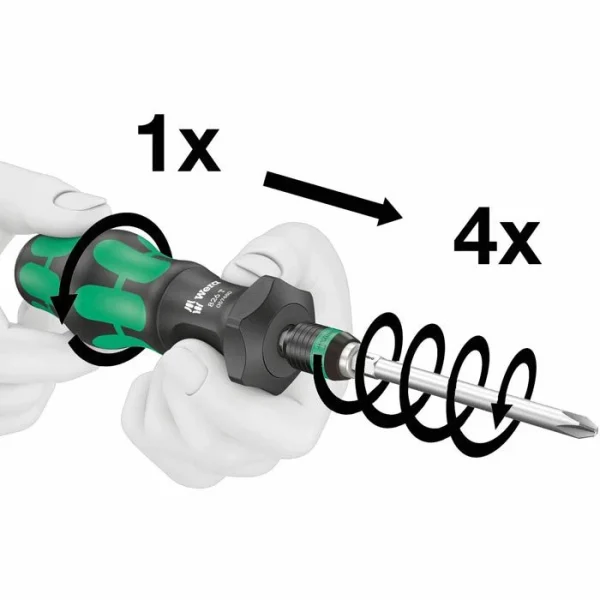 Wera Schraubendreher 826 T Kraftform Turbo, Getriebe-Schraubendreher, Mit Bitaufnahme 4