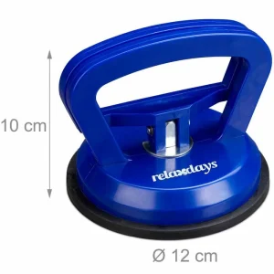 Relaxdays Saugheber 10029465, Tragkraft 45kg, 1-Kopf, Aus Kunststoff, Saugnapf Ø 120mm, 2 Stück 18