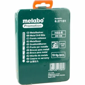 Metabo Bohrer HSS-R-Bohrerkassette, 627151000, 19-teiliges Set, HSS-R DIN 338 Metallbohrer 10