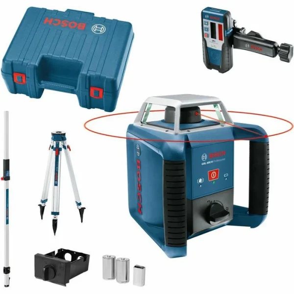 Bosch Rotationslaser GRL 400 H, Selbstnivellierend, 360 Grad, Empfänger, Stativ, Messlatte + GRATIS Zubehör 1