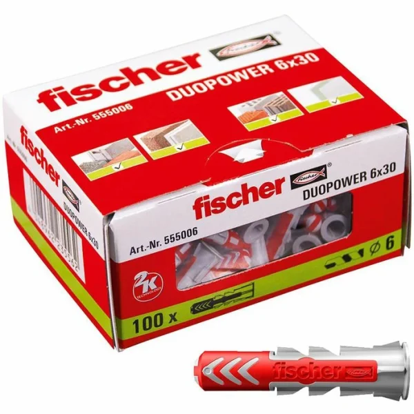 Fischer Dübel 555006, DuoPower, 6 X 30mm, 2-Komponenten-Dübel, 100 Stück 1