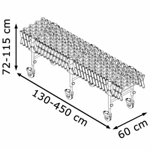 GURA Scherenröllchenbahn Serie 11000, Breite 600mm, KU-Rollen, Höhenverstellbar, Länge 1,3 – 4,5m 6