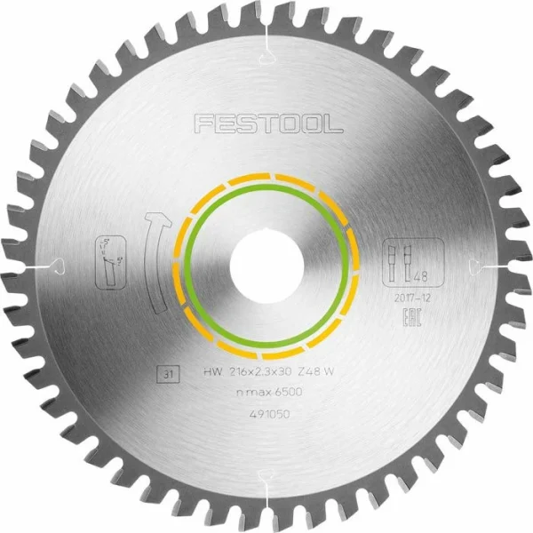 Festool Kreissägeblatt Feinzahn-Sägeblatt, 491050, 216 X 30mm, 48 Zähne, Für SYMMETRIC 70 E 1