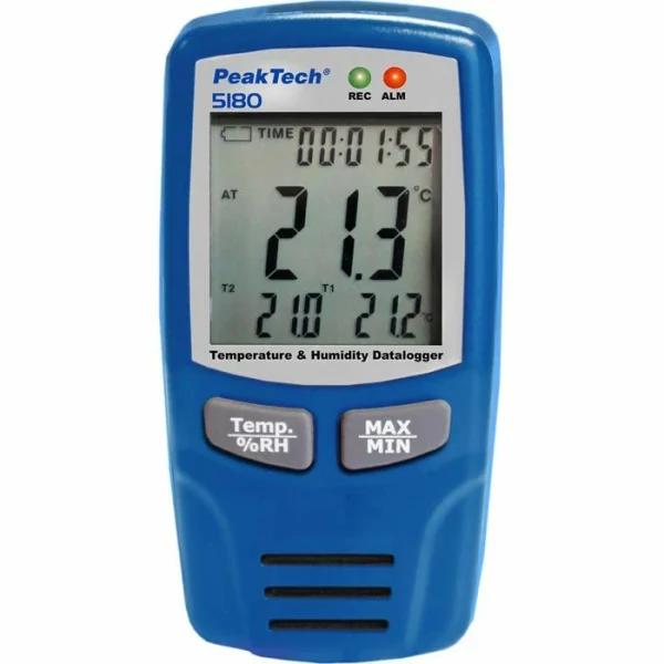 PeakTech Datenlogger P 5180, Temperatur, Feuchte, 2 X Temperaturfühler, Display 1