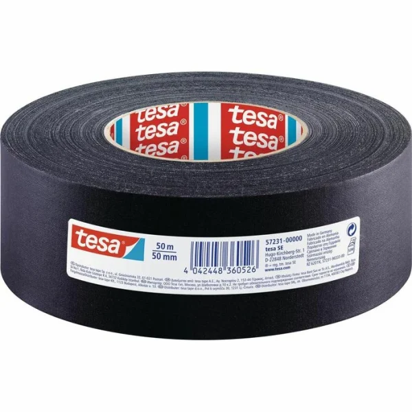 Tesa Gewebeband 57231-00, Extra Power Perfect, Schwarz, Beschriftbar, 50mm X 50m 1