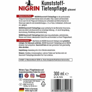 Nigrin Kunststoffpflege Kunststoff-Tiefenpflege, 74016, Glänzend, Innen Und Außen, 300ml 6