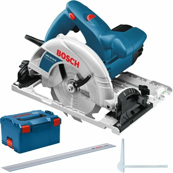 Bosch Handkreissäge GKS 55+ GCE, Professional, 1350 W, Schnittleistung Bis 63mm, Mit FSN 1400 1