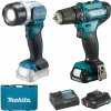 Makita Akku-Bohrschrauber DF333DSAL1 + ML106, 12V Max., Mit Akku-Handstrahler 16