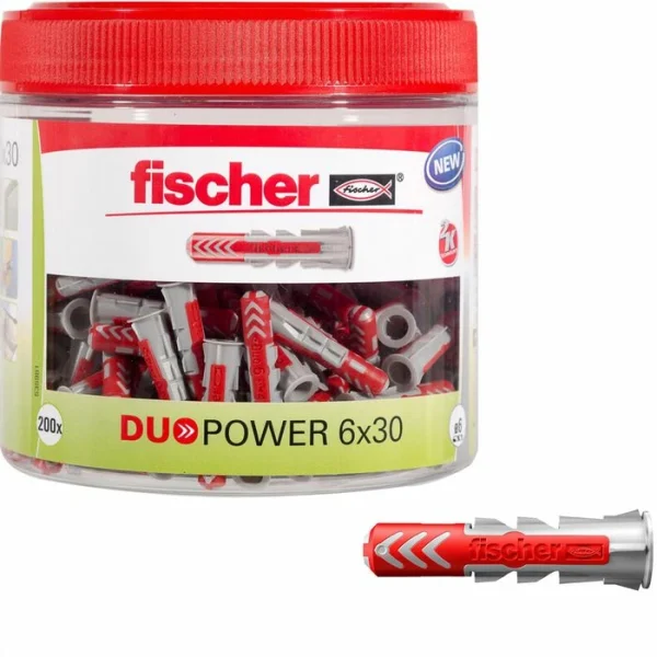 Fischer Dübel 535981, DuoPower Runddose, 6 X 30mm, Universaldübel, 200 Stück 1