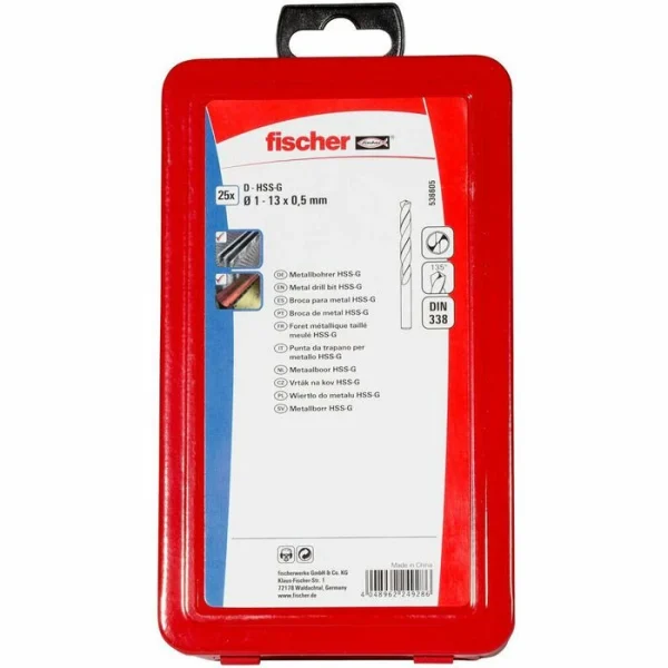 Fischer Bohrer HSS-G, 536605, 25-teiliges Set, 1-13mm, HSS-G Metallbohrer 3