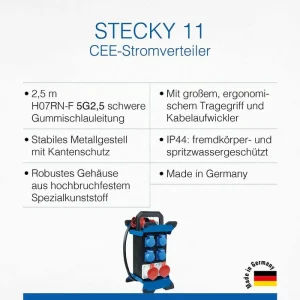 AS SCHWABE As-Schwabe Stromverteiler Stecky 11, 16 A, Außen, IP44, 2 X CEE, 4 X Schutzkontakt 11