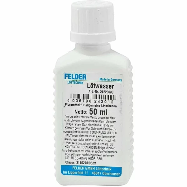 Felder Flussmittel 24220036, Hobby, 50ml, Mit Pinsel, Zum Weichlöten 1