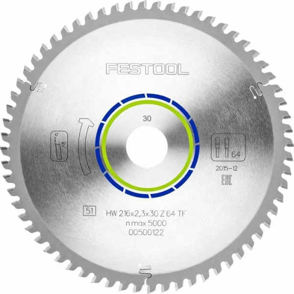 Festool Kreissägeblatt Spezial 216×2,3×30 TF64, 216 X 30mm, 64 Zähne, Für Alu, Kunststoff & Metall 1