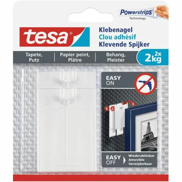 Tesa Klebenagel 77776 Powerstrips, 2kg, Tapete Und Putz, 2 Stück 1