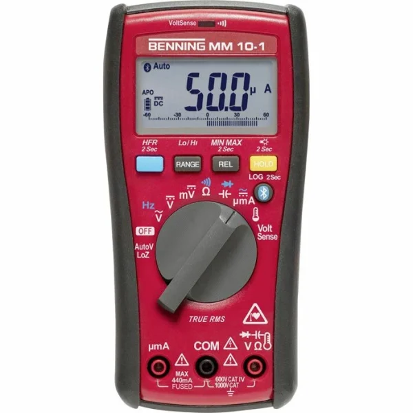 Benning Multimeter MM 10-1 True RMS Digital, 1000V, 10 A, CAT IV, NCV, Bluetooth, Datenlogger 1