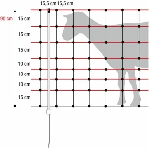 Horizont Weidenetz Horinetz High Energy 14591, 50m, Schafnetz, Einzelspitze, Mit Strom, 90cm 15