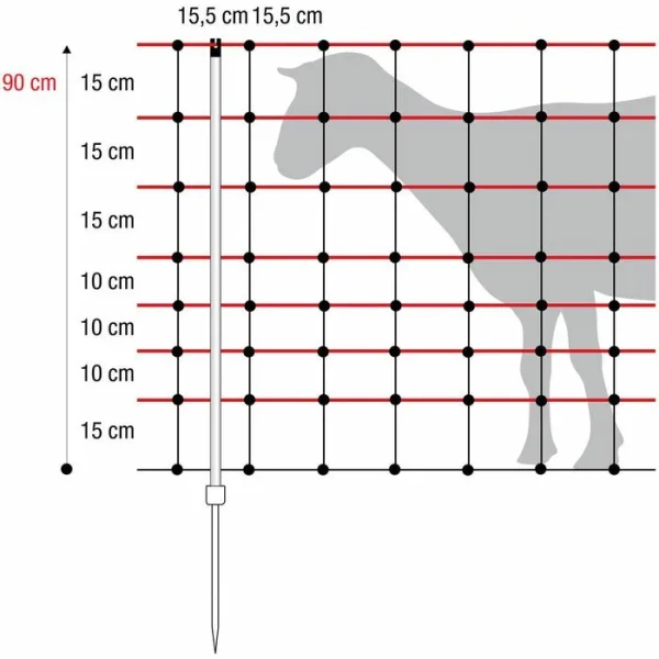 Horizont Weidenetz Horinetz High Energy 14591, 50m, Schafnetz, Einzelspitze, Mit Strom, 90cm 6