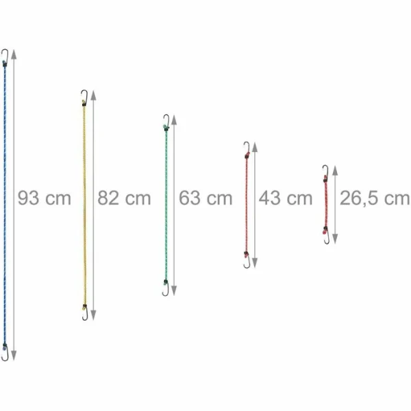 Relaxdays Gepäckspanner Set, Mit Haken, 5 Größen, Für Fahrrad & Motorrad, Farbig Sortiert, 24 Stück 5