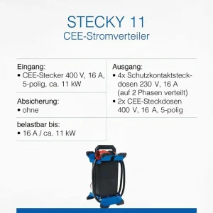 AS SCHWABE As-Schwabe Stromverteiler Stecky 11, 16 A, Außen, IP44, 2 X CEE, 4 X Schutzkontakt 13