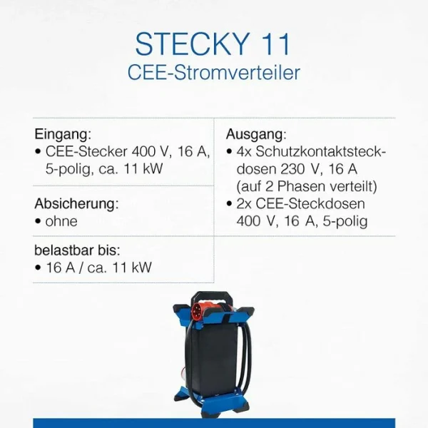 AS SCHWABE As-Schwabe Stromverteiler Stecky 11, 16 A, Außen, IP44, 2 X CEE, 4 X Schutzkontakt 5