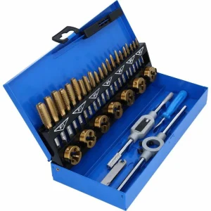 BRILLIANT TOOLS Brilliant-Tools Gewindeschneider BT101950 TiN, Set, 32-teilig, Für Innen- & Außengewinde, M3 – M12 13