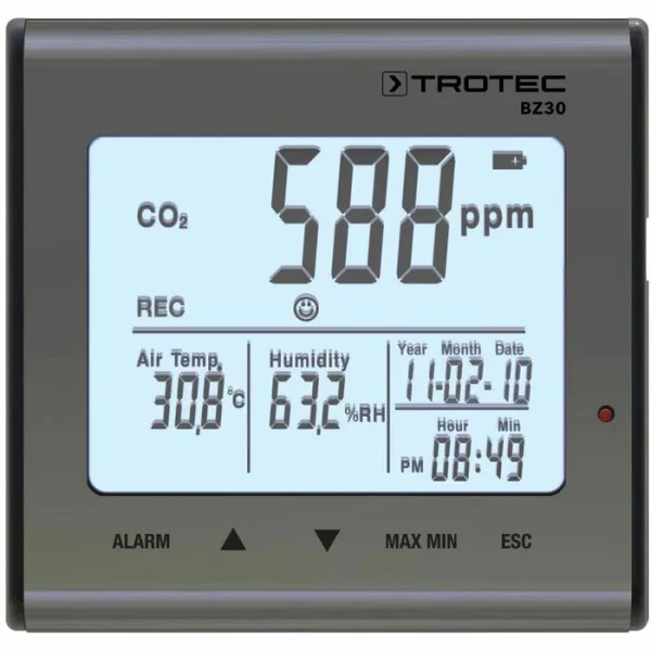 Trotec CO2-Messgerät BZ30, Mit Thermo-Hygrometer, Datenlogger 1