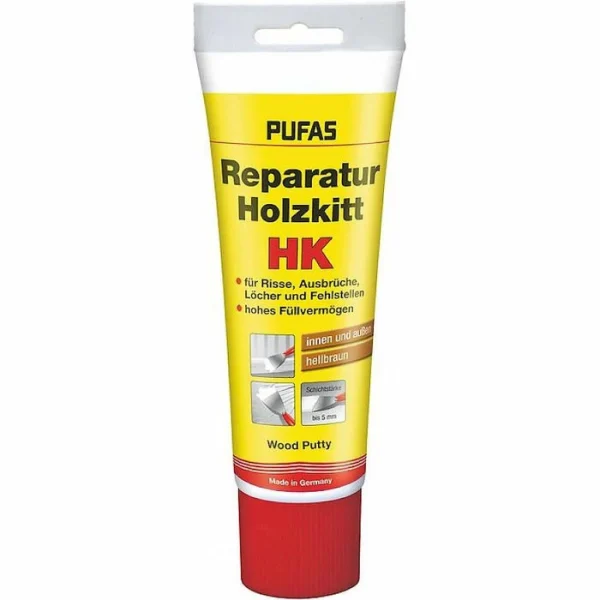 Pufas Spachtelmasse 008202000, Reparatur Holzkitt, Hellbraun, Für Innen- Und Außenbereich, 400g 1