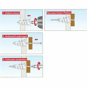 Tox Dübel-Schraubensortiment 068101231 Spiral 32 S, Gipskartondübel + Schrauben, 100-teilig 9