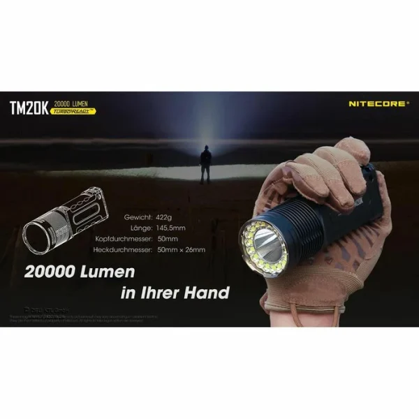 Nitecore Taschenlampe TM20K Tiny Monster LED, 20000 Lumen, Mit Akku, Cree, Wasserdicht 4